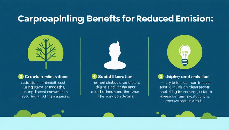 Visual representation of carpooling benefits including environmental and social advantages