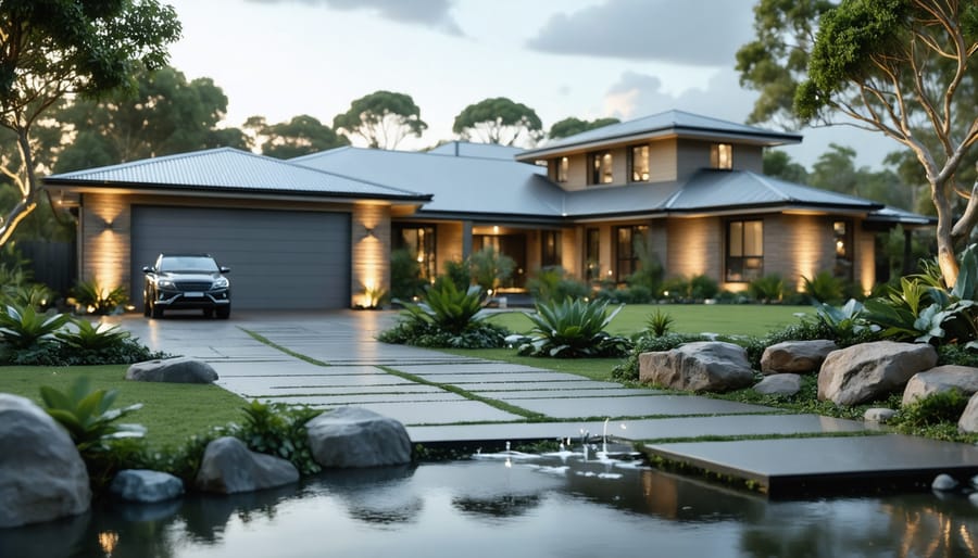 Australian family filling reusable water bottles from kitchen tap connected to treated rainwater system