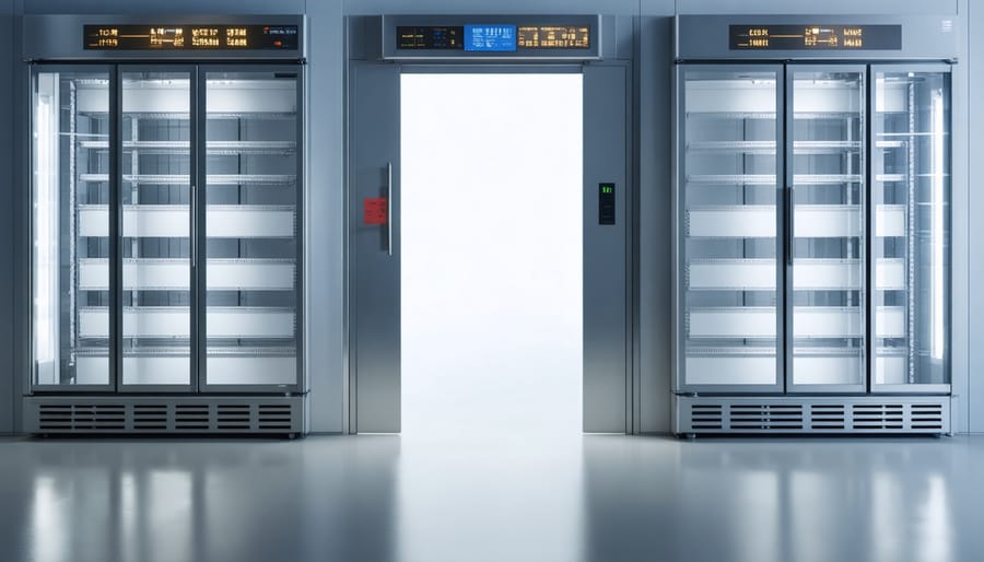 Close-up of pristine commercial refrigerator door seal and gasket