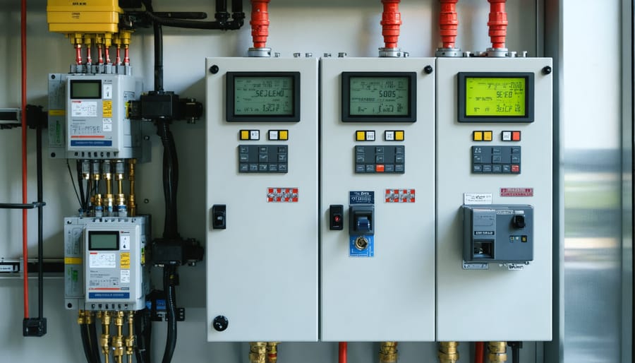 Close-up of electrical meter showing active power consumption