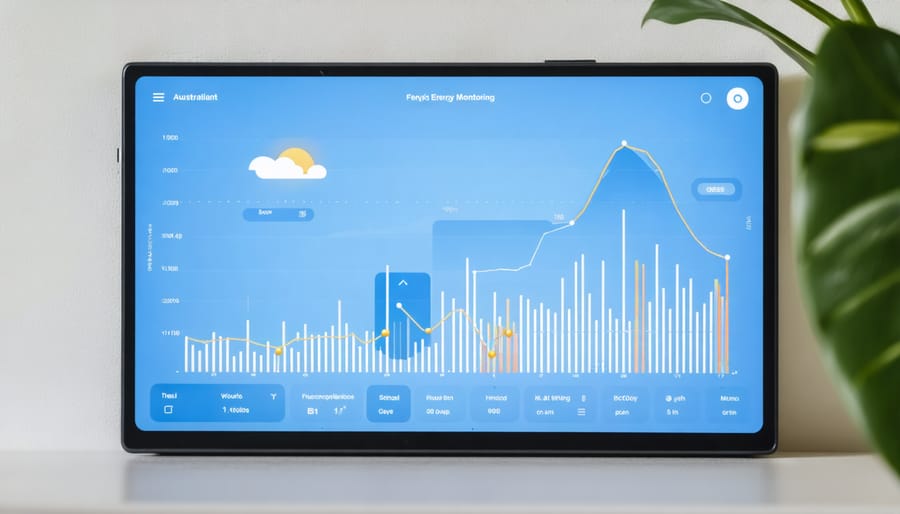 Smartphone showing energy monitoring app being used at home