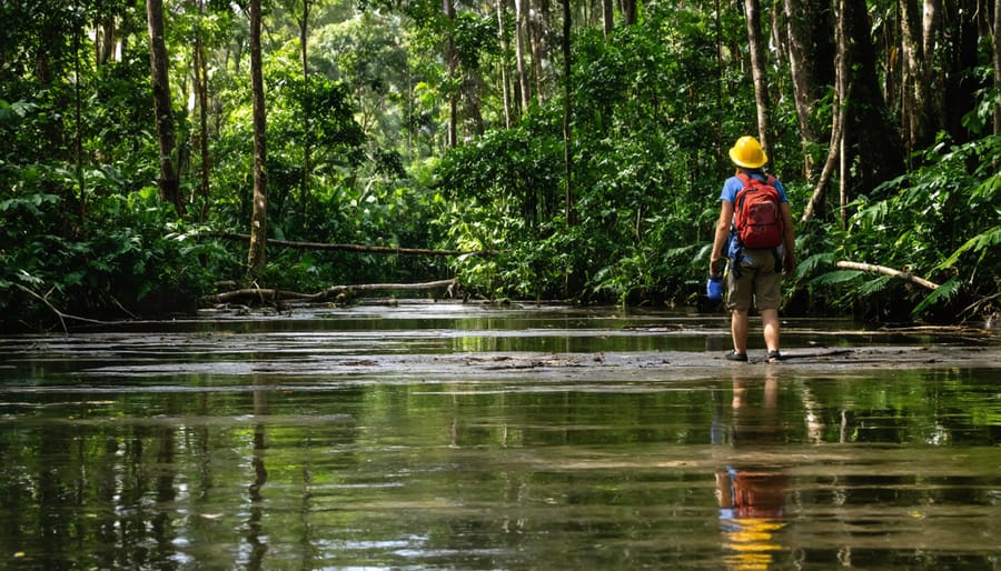 Volunteers planting native rainforest seedlings during community restoration project