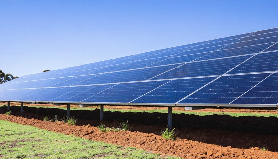 Extensive solar panel farm installation in Australian landscape