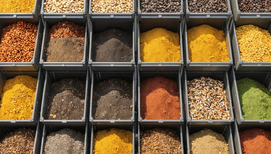Three-bin wooden composting system in Australian backyard garden