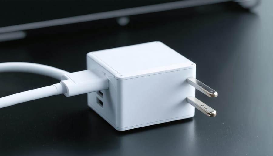 Hand unplugging power cord from wall outlet to eliminate standby power consumption