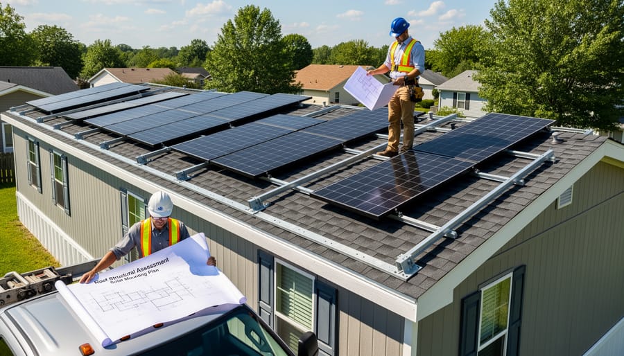 Solar panels installed on mobile home roof in Australian setting