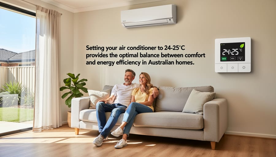 Modern digital thermostat on wall displaying 24 degrees Celsius temperature setting