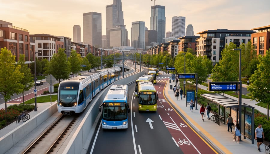 Passengers boarding modern train at suburban Australian railway station