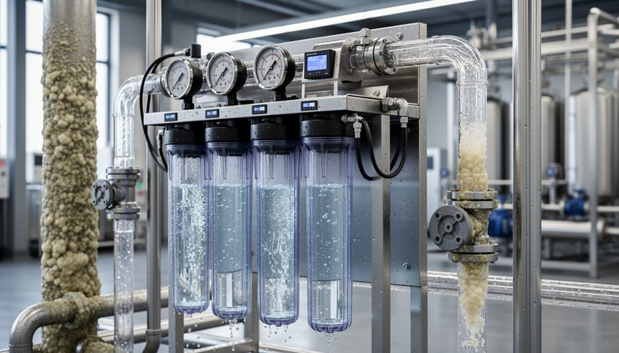Industrial water filtration and treatment equipment in data centre facility