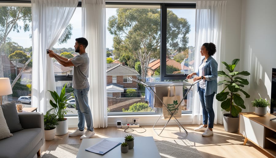 Australian family reviewing energy savings documents together at kitchen table