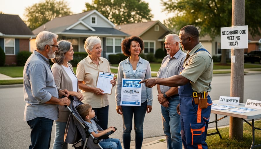 Community members gathered around table during planning meeting for air monitoring program