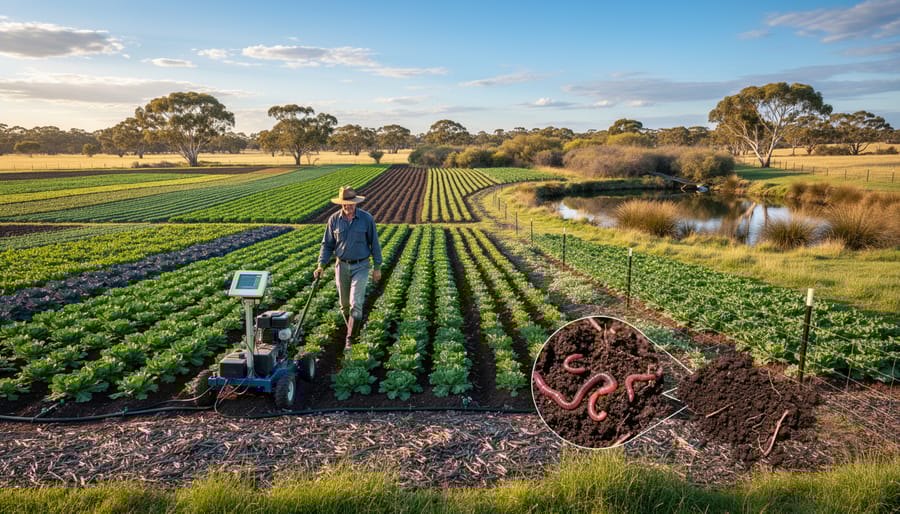 Australian farm landscape showing diverse crops and regenerative agricultural practices