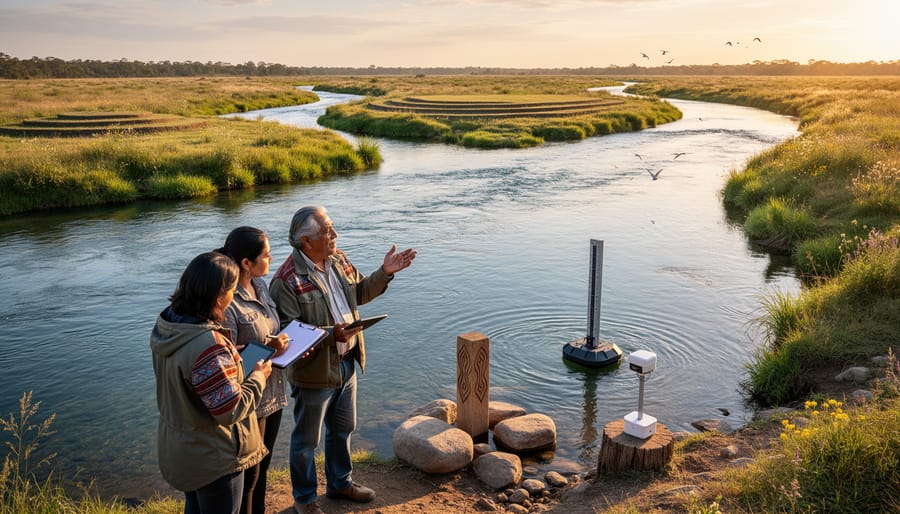 Aboriginal elder's hands holding water from Murray-Darling river system