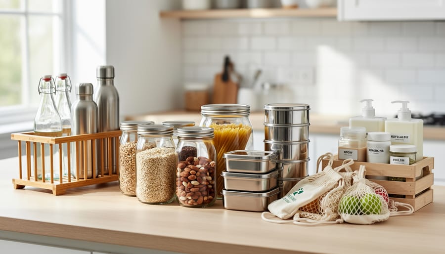 Customers using reusable containers and bags at Australian farmers market