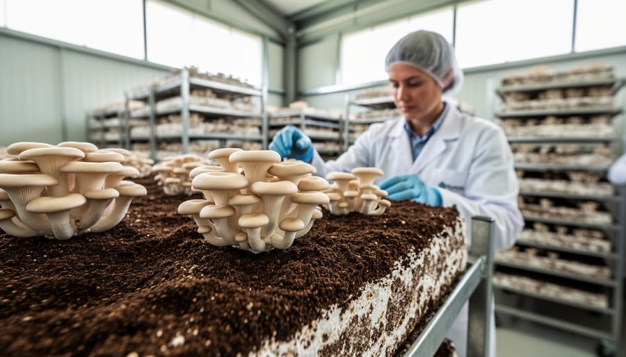 Sustainable mushroom cultivation using recycled coffee grounds and agricultural waste
