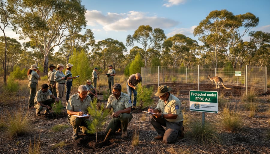 Australian wetland habitat with native waterbirds in protected Ramsar site