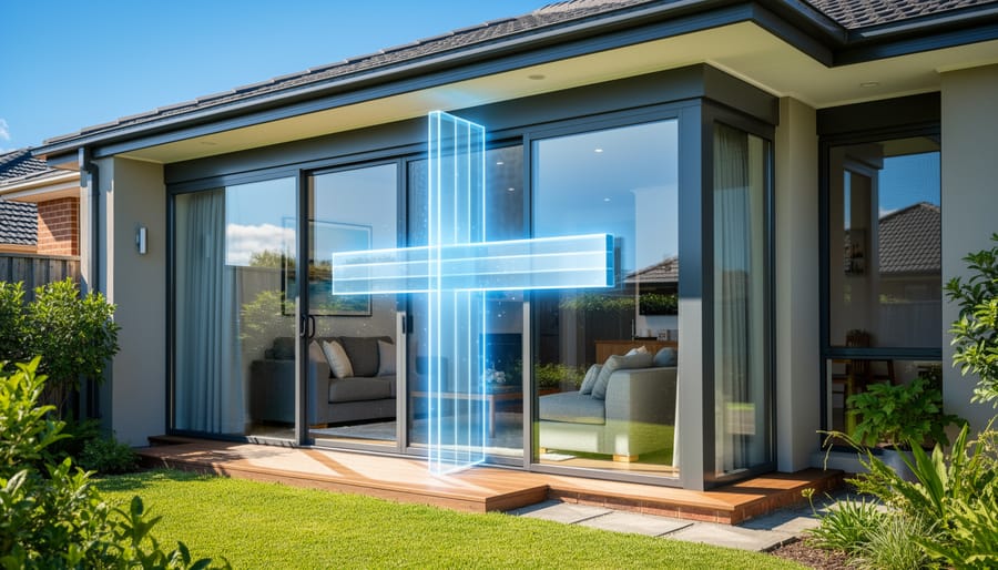 Close-up of double-glazed window installation showing sealed frame and glass panes