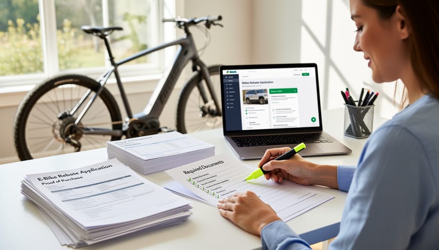 Documents required for e-bike rebate application including identification and proof of residency