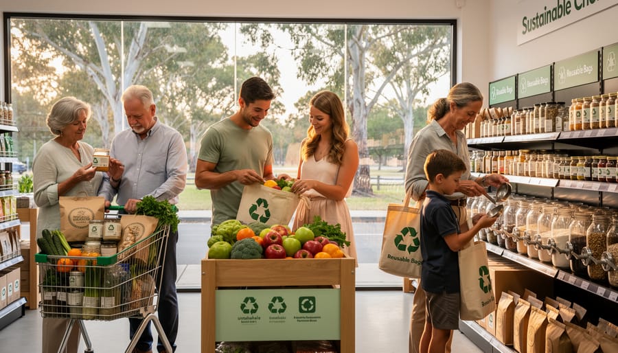 Young and older Australian women shopping together for eco-friendly products