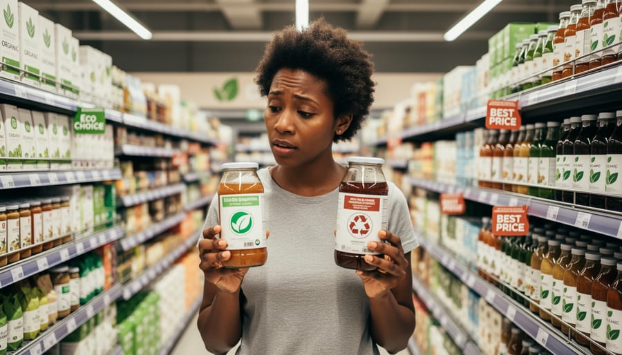 Close-up of organic vegetables with price tags showing premium pricing