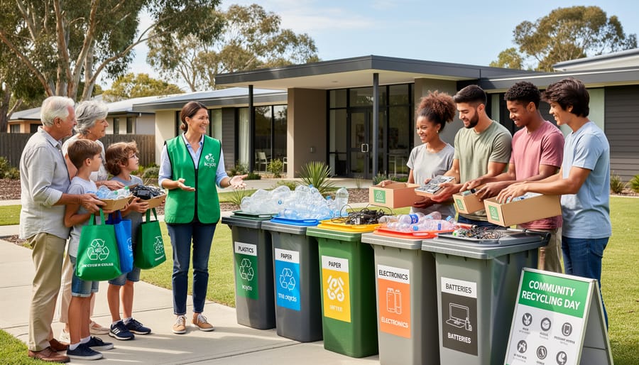 Australian community volunteers participating in local recycling program
