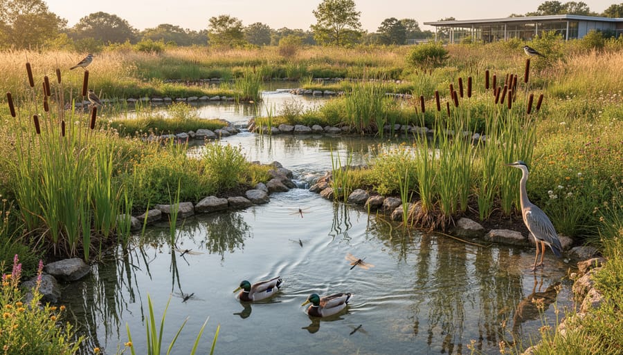 Constructed wetland with native plants treating wastewater naturally