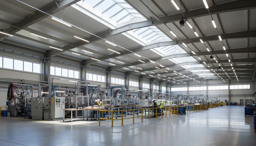 Modern LED lighting and natural ventilation system in Australian industrial building
