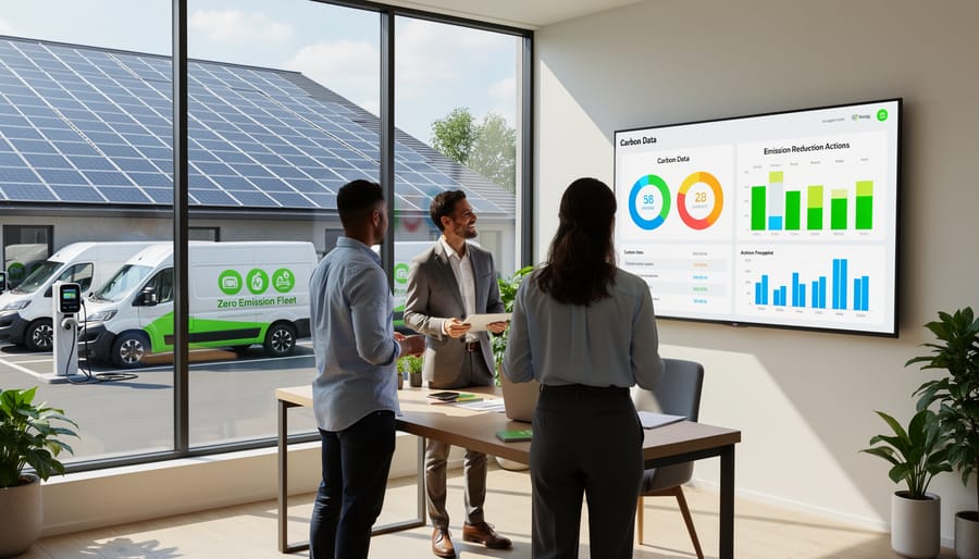 Australian business facility with solar panels and electric vehicle charging station
