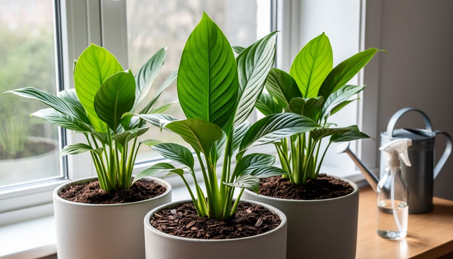 Healthy tomato and basil plants growing in an indoor organic garden system