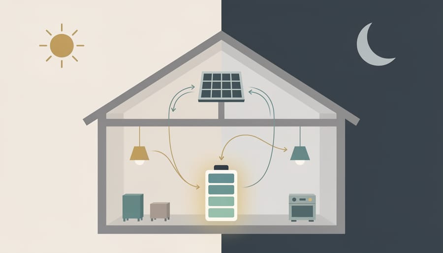 Homeowner viewing a residential energy storage unit indoors with natural light